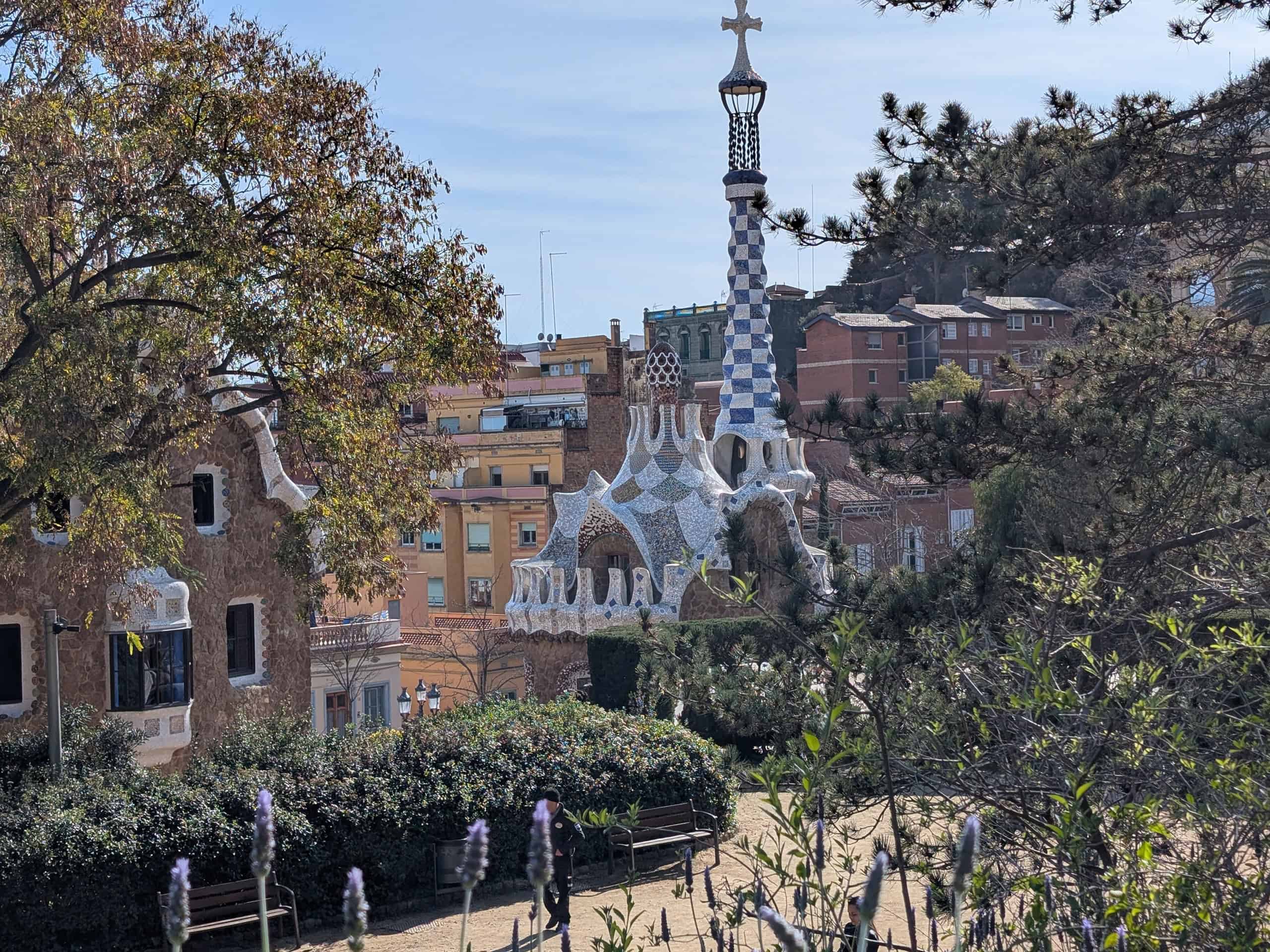 view on cathedral in parc guell