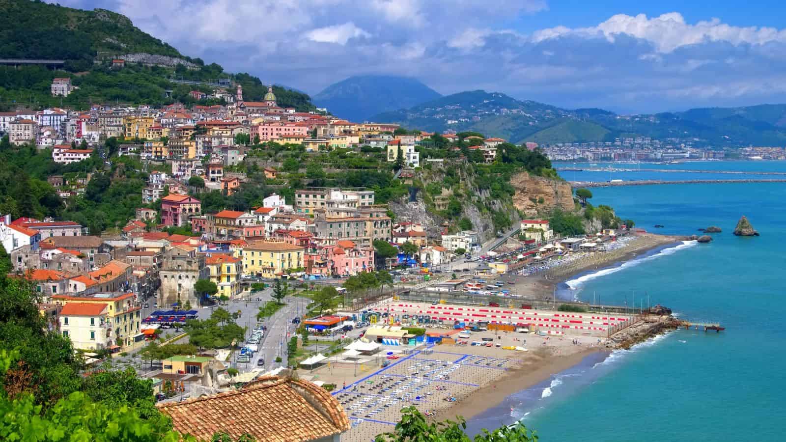 A view of the shoreline in Vietri sul Mare, Campania.